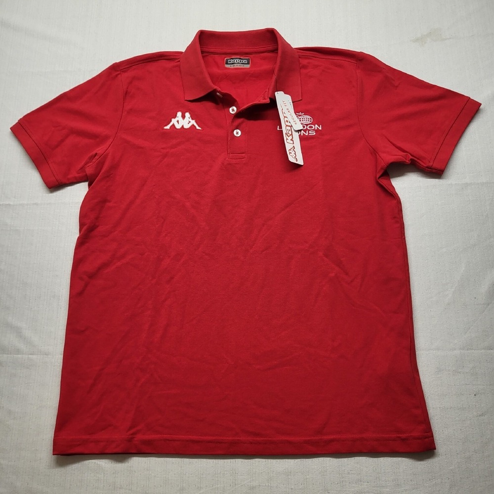 New Kappa Polo Shirt Mens Large Red Cotton Blend Embroidered London Lions Soccer